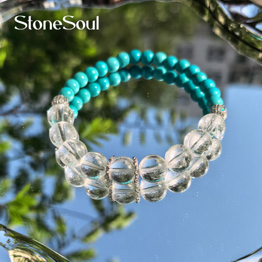 Clear Quartz & Turquoise Healing Bracelet – Energy Balance, Chakra Alignment & Spiritual Protection