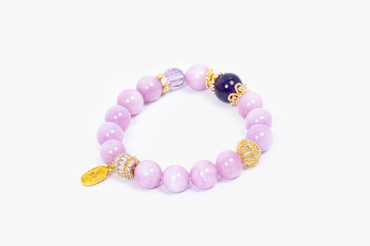 Putuo Mountain Double Fire Energy Lepidolite & Uruguayan Amethyst Spiritual Ignition Bracelet – Awaken Heart & Spirit with Sacred Purple Fire